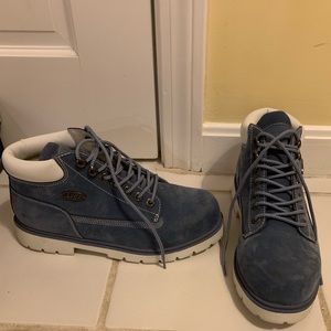 Lugz boots blue and white.